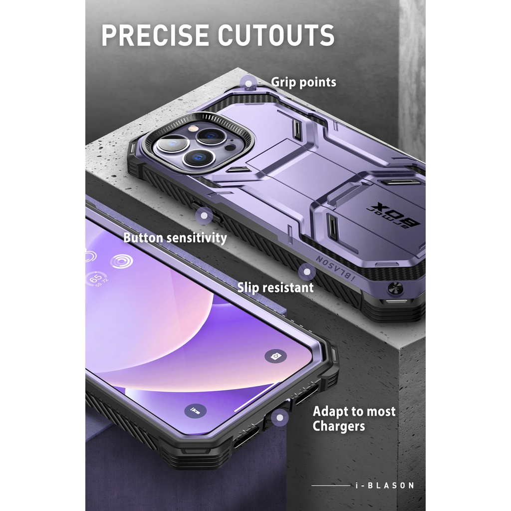Bao Da Điện Thoại Kiểu Giáp Bảo Vệ Toàn Diện Kèm Giá Đỡ Cho iPhone 14 / 14 Pro / 14 Plus / 14 Pro Max