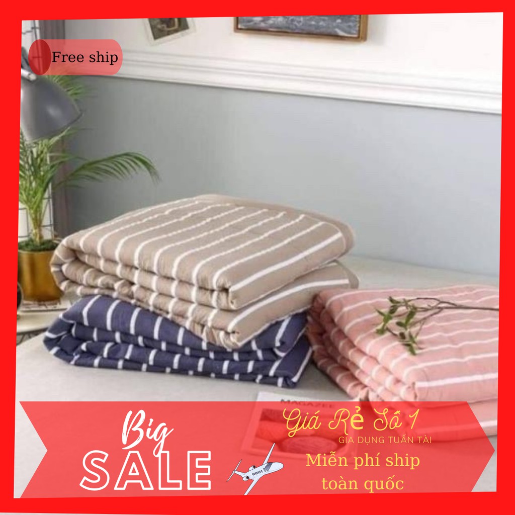 Chăn Hè Thu Cotton Đũi Kẻ Muji Nhật Bản SIZE 2M X 2M3 (𝑮𝒊𝒂 𝑫𝒖̣𝒏𝒈 𝑻𝒖𝒂̂́𝒏 𝑻𝒂̀𝒊)