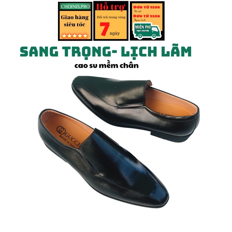 Giày nam công sở da bò nappa cao cấp, giày lười CHOINIS Bảo hành 12 tháng