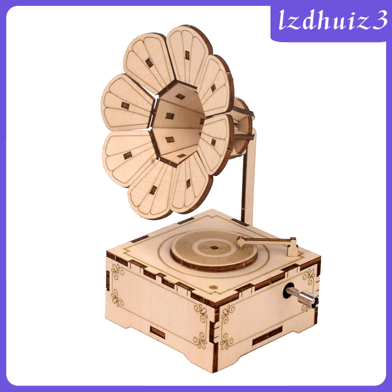 Bộ Đồ Chơi Lắp Ráp Mô Hình Máy Hát Gemgem Loey 3D Bằng Gỗ DIY Cho Người Lớn