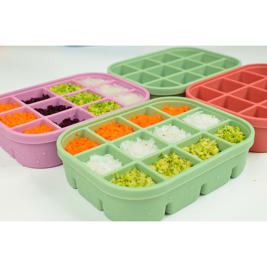 Khay silicon trữ đông Q SILI-KIT 12 ngăn có nắp, sử dụng đa năng, kích thước 16.4x12.4x3.8cm