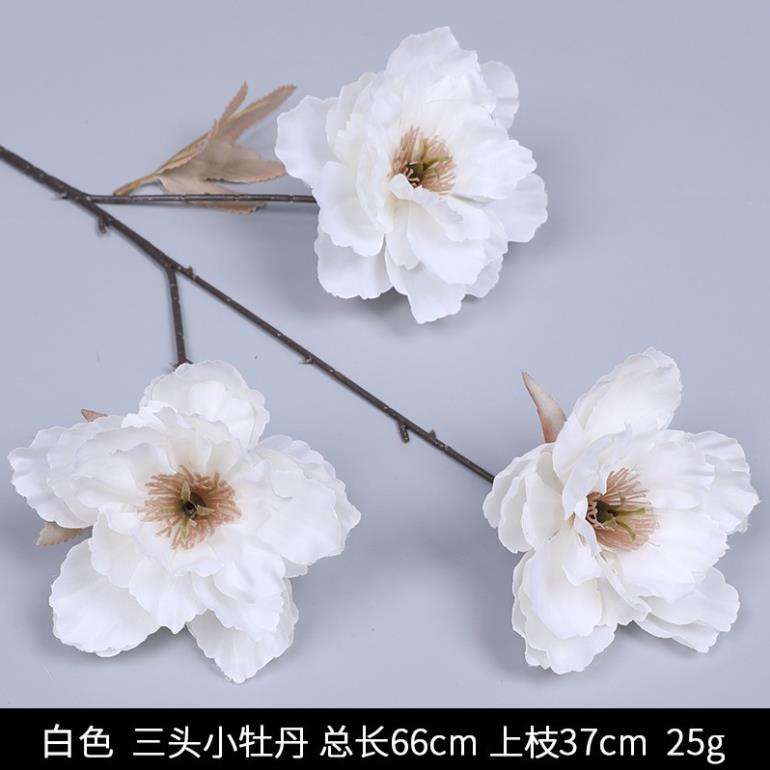 Hoa mẫu đơn lụa giả 2 bông 1 nụ cỡ lớn trang trí nhà cửa sang trọng EMA gối êm cho người việt