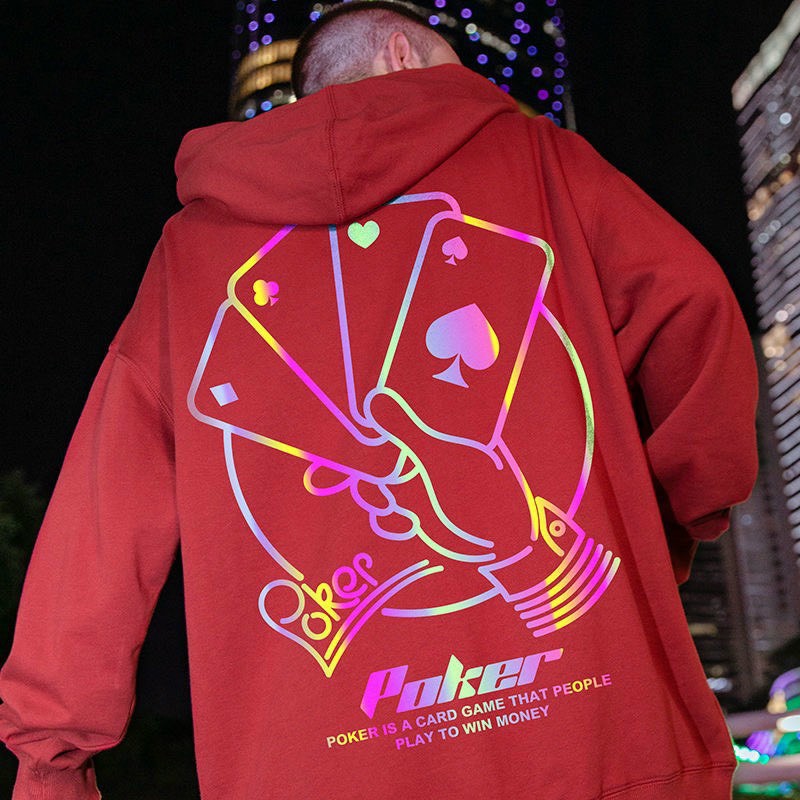 Áo Hoodie Nỉ Nam Nữ From Rộng Unisex In Dạ Quang Phát Sáng Lá Bài Cực Hot Chất Nỉ Ngoại Dày Dặn (caoheusn)