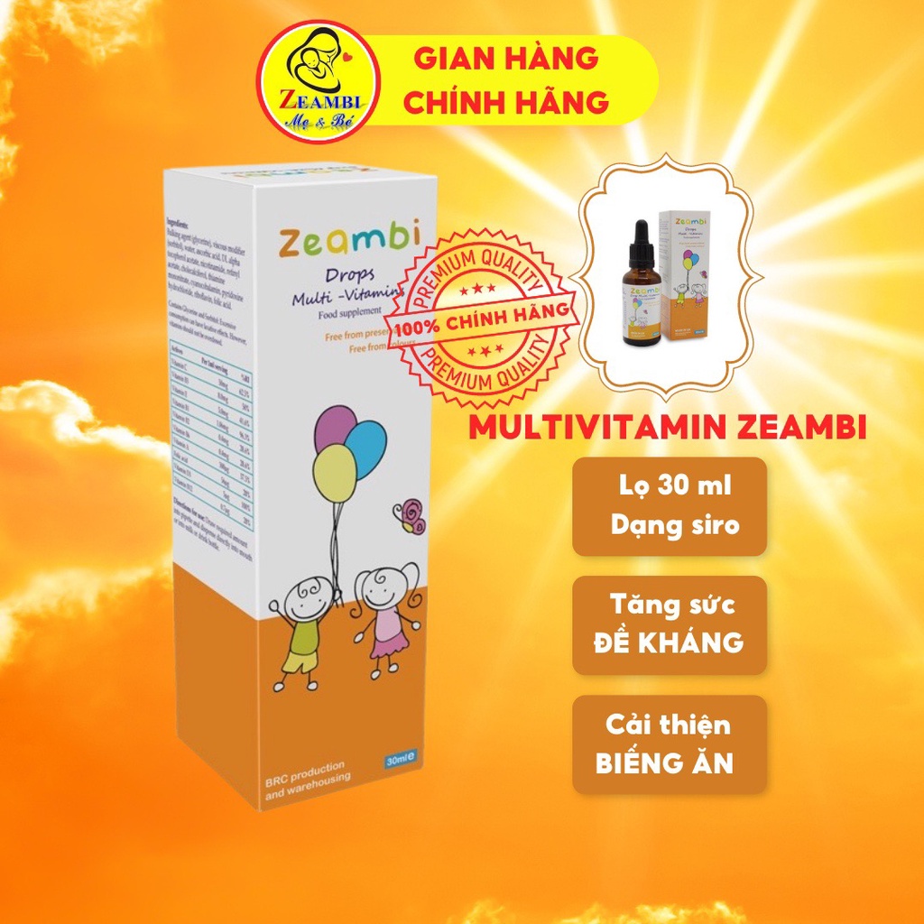 Vitamin tổng hợp Zeambi, Multivitamin Zeambi ( 30ml ), dạng nhỏ giọt - Nhập khẩu Anh Quốc, dành cho Bé Từ 6 tháng tuổi