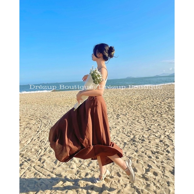 Set áo muslin Hạ Hi + chân váy linen