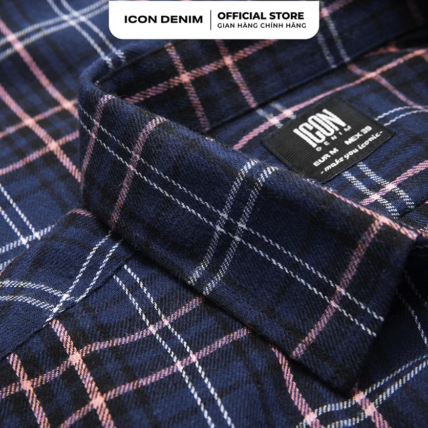 Áo Sơ Mi Nam ICON DENIM Flannel Có Túi Black & Blue Plaid | BigBuy360 - bigbuy360.vn