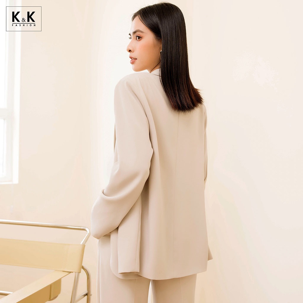 Áo Khoác Blazer 2 Túi K&amp;K Fashion AK10-30 Tay Dài Chất Liệu Cotton Hàn