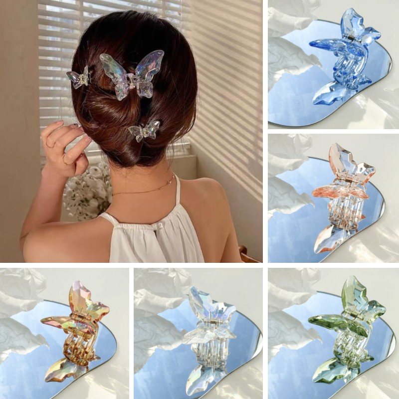 Kẹp Tóc Càng Cua Biến Hóa Đơn Giản Bằng Acrylic Pha Lê Lãng Mạn Thời Trang Cho Nữ