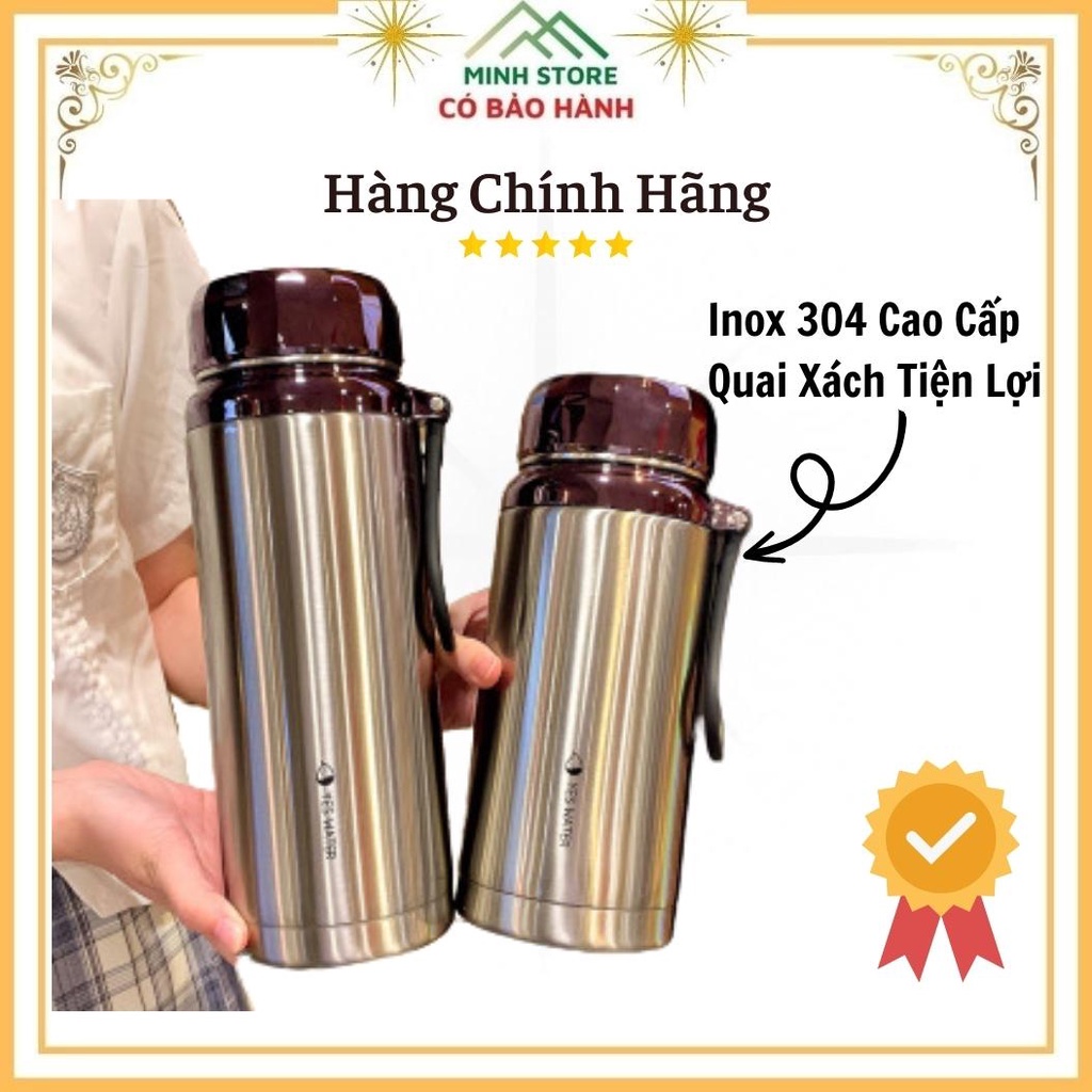 Bình giữ nhiệt nắp kim cương inox 1000ml bình nước giữ nhiệt