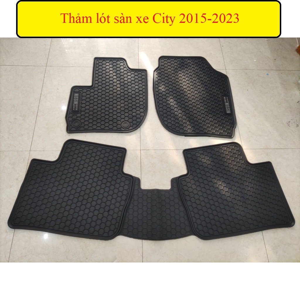 Thảm Lót Sàn Cao Su Xe Honda City 2014 đến 2021, 2022 Mẫu Nissin tổ ong không mùi