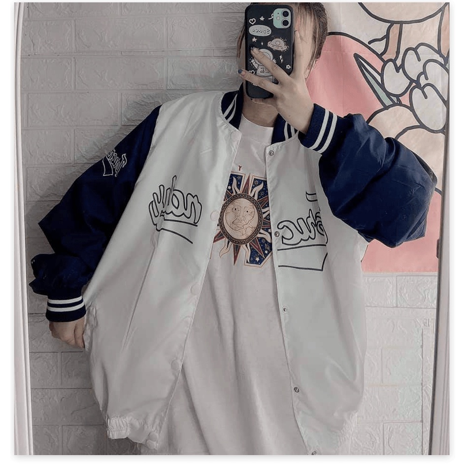 [ HÌNH THẬT 100% ] Áo Khoác Dù Unisex Nam Nữ Bomber Form Rộng In Chữ Siêu Chất Cực Hot