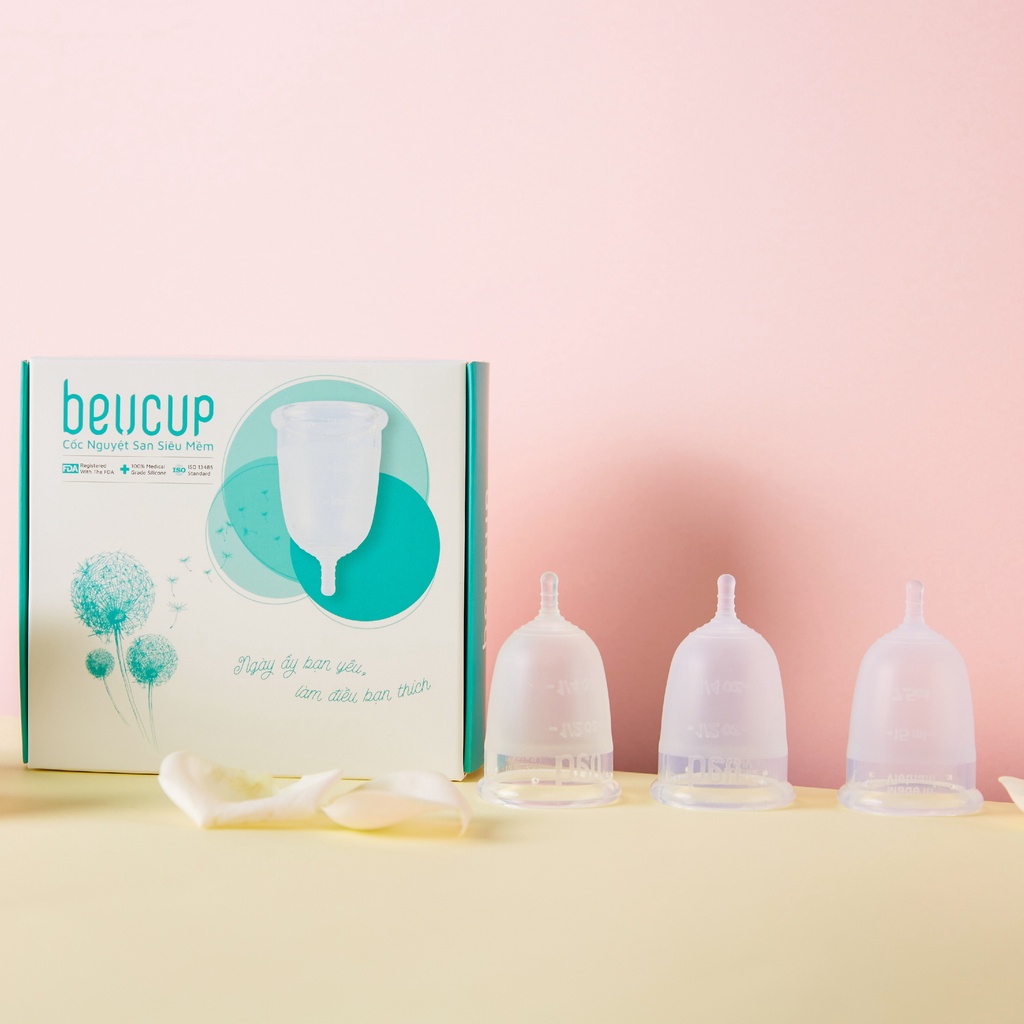 Cốc nguyệt san BeUcup siêu mềm hàng cao cấp dung tích 40ml cho phụ nữ sau sinh đạt chuẩn