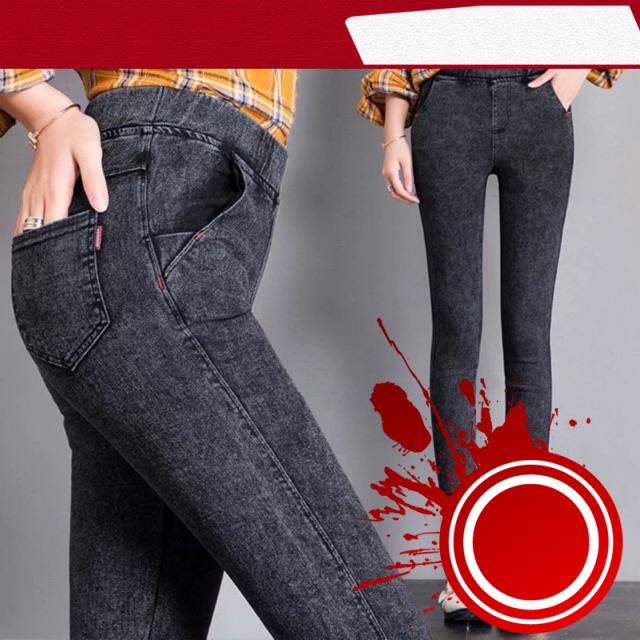 Quần Legging Tregging giả Jean cạp cao ôm dáng dày dặn co giãn tốt