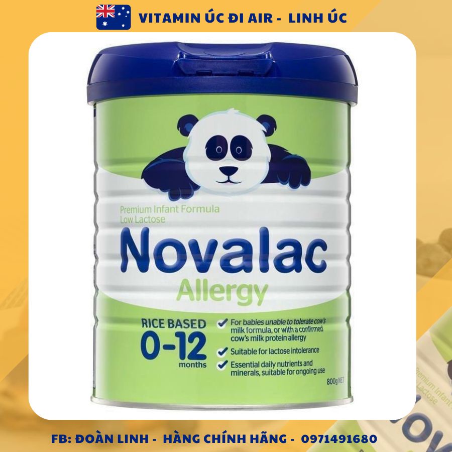 Sữa gạo Novalac Úc 800g, Hàng chuẩn úc đi air, Sữa gạo Novalac Allergy Úc 800g dành cho trẻ dị ứng đạm  bò, Date xa