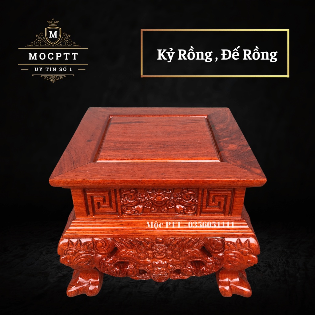 Kỷ Rồng , Đế Rồng chân quỳ gỗ Hương Đá Mặt 20 , 22 , 25 cao 15 Cm KR02
