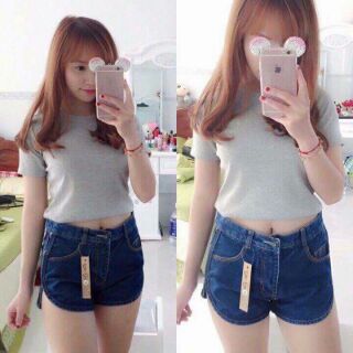 Áo croptop gân tay ngắn