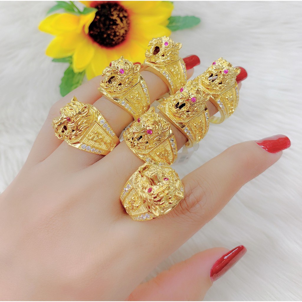 Nhẫn Nạm Chạm Hổ Mạ Vàng - Cá Tính - Ngầu - Phối Đồ Dễ Dàng - Bao đổi trả trong 07 ngày nếu sai hình