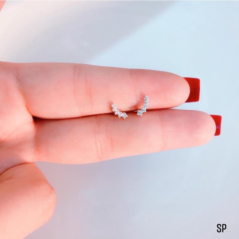 Bông tai sao băng đính đá lấp lánh LINH MIU SILVER