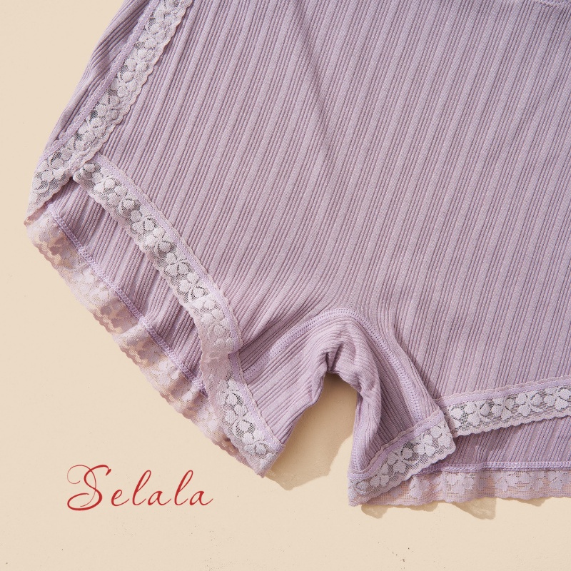 Quần Mặc Váy Selala Gân Tăm Phối Viền Ren Sexy QV05