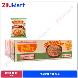 Mì Thái Lan Waiwai vị thịt heo bằm (thùng 30 gói) loại 60g