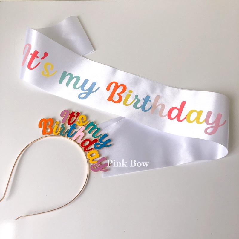 Băng Đeo chéo người bằng Vải Happy Birthday/ HPBD/ Birthday Girl - Boy - Queen - King đủ màu dài 130x9cm