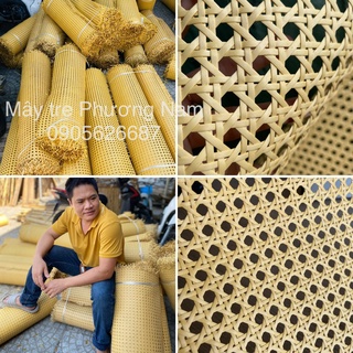 mây mắt cáo nhưa trang trí nội thất đóng tủ khổ 60 mầu vàng kem