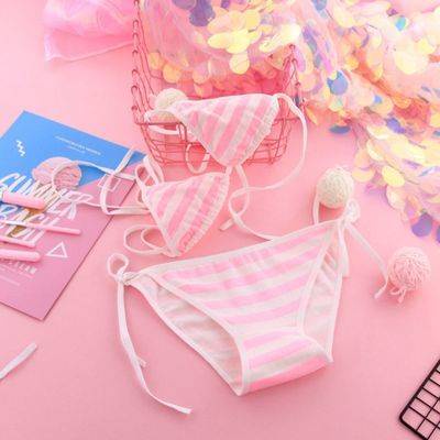 quần lót nữ Nhật Bản sọc xanh và trắng béo MM quần lót cotton tinh khiết quần sịp quần lót set áo ngực
