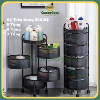 Kệ Xoay 360 Độ Khay Tròn QueenGym (BH 12 Tháng) Kệ Thép Carbon Cao Cấp Đựng Vật Dụng, Rau Củ Quả Tiết Kiệm Không Gian