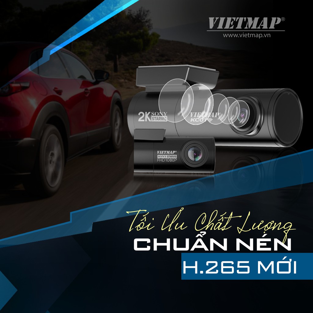 Camera Hành Trình VietMap KC01, Ghi Hình Trước Và Sau Cùng Lúc Full HD 1080P, Hỗ Trợ Thẻ Nhớ MicroSD 128GB | BigBuy360 - bigbuy360.vn