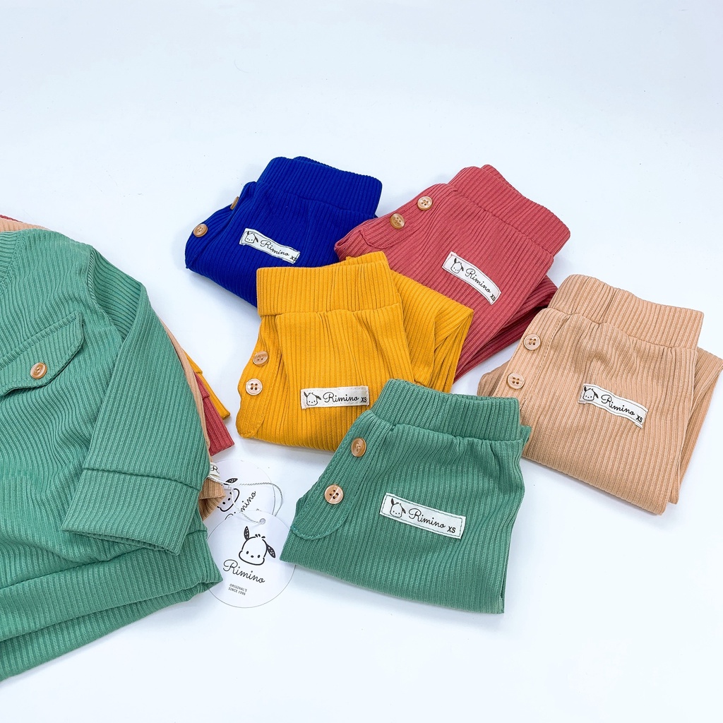 [SALE] Bộ Thun Gân Dài Tay Bé Trai, Bé Gái KIMCHIBABY Đính Cúc Nắp Ngực, Bộ Quần Áo Cho Bé Mặc Nhà KWTD2216