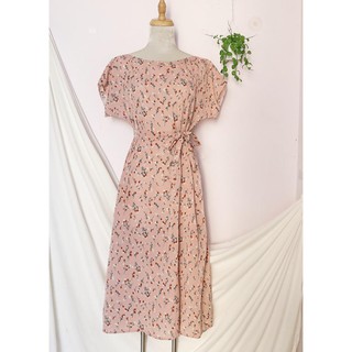 Đầm váy hoa dáng suông dài, cổ thuyền, cánh tiên, xẻ tà, đi làm, công sở, dạo phố Rolisa RD047 👑 ཉ