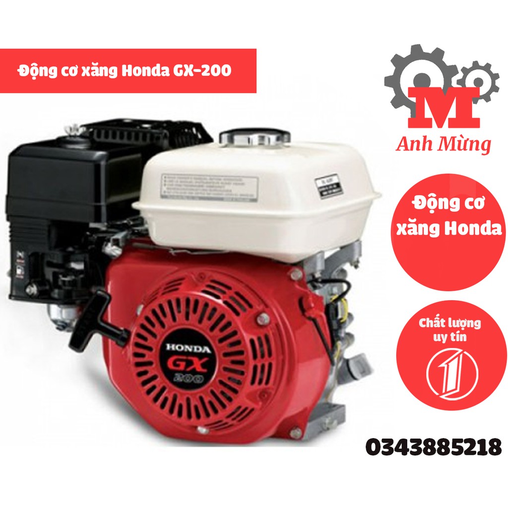 Động cơ xăng Honda GX-200, động cơ chạy xuồng, thiết kế cần giật tiện lợi