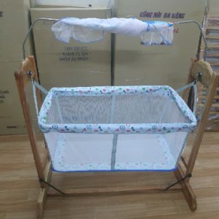 Nôi gỗ đưa tay( Không điện)