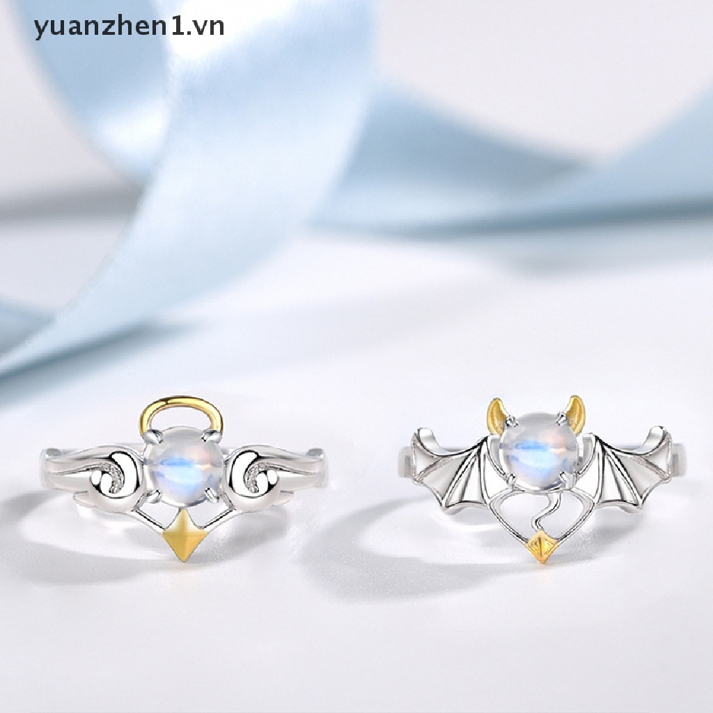 Nhẫn Bạc 2022 Đính Đá Mặt Trăng Nhiều Màu Sắc Thời Trang Cho Cặp Đôi