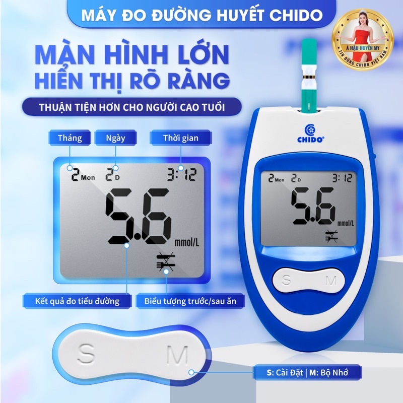 Máy đo đường huyết Chido công nghệ Nhật Bản dành cho người tiểu đường
