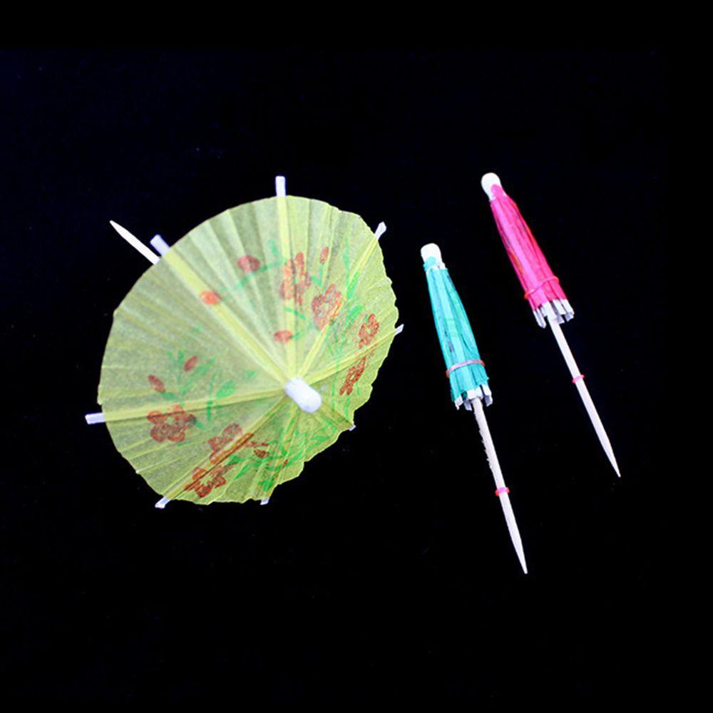 Set 24 Que Cắm Trang Trí Bánh Hình Cây Dù Bằng Giấy Nhiều Màu Sắc