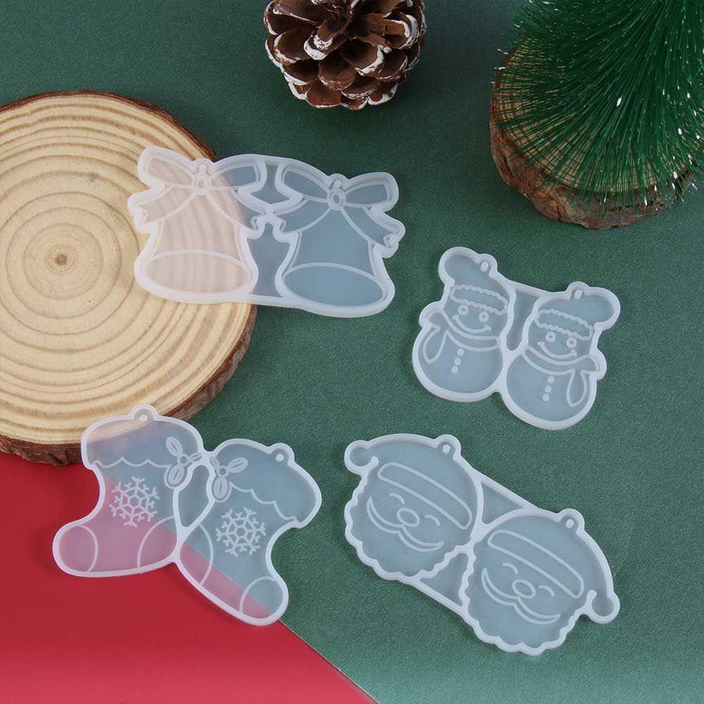 Khuôn Silicone Làm Bông Tai Resin Hình Ông Già Noel Và Bông Tuyết