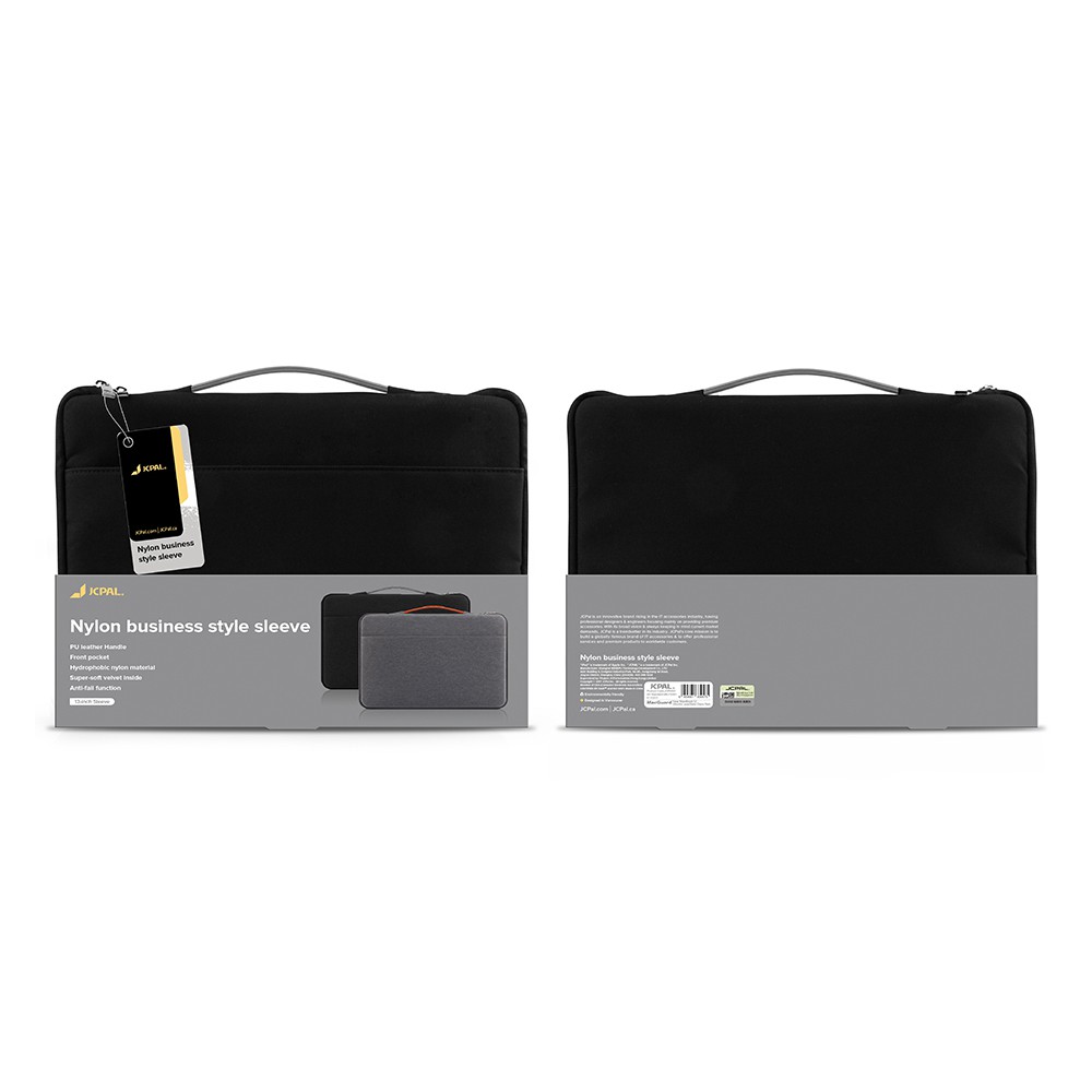 Túi chống sốc Macbook 15'' JCPAL Nylon Business Style Sleeve - Đen / Xám