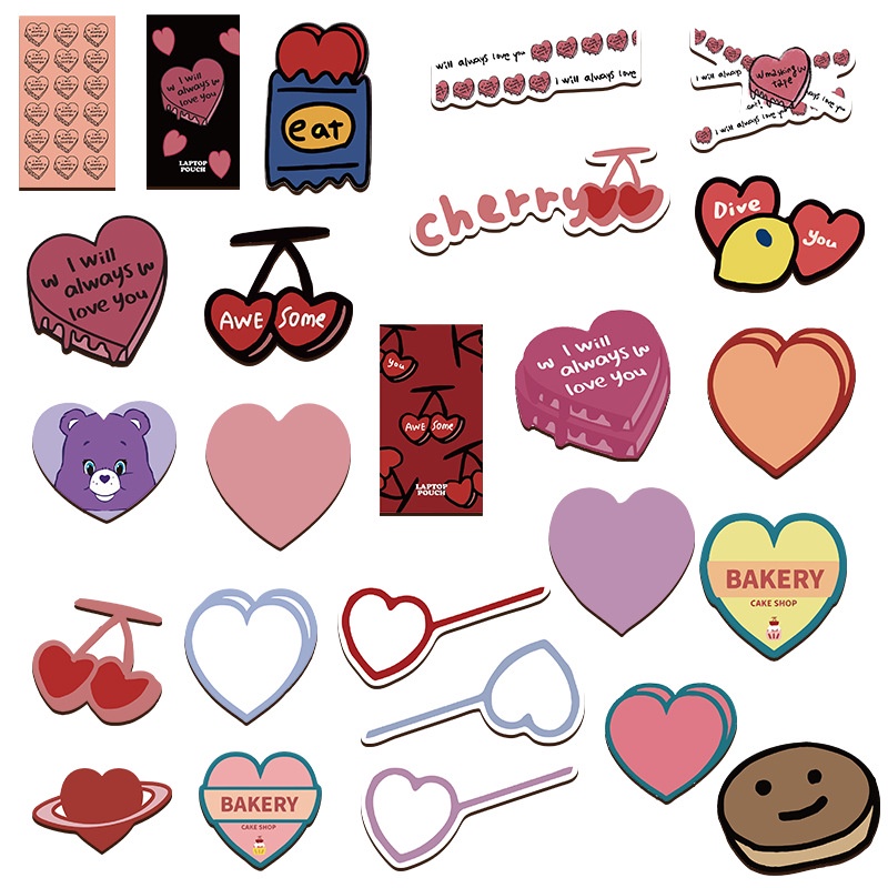 Bộ 44 Miếng Dán Chống Thấm Nước Hình Trái Tim Dễ Thương Trang Trí Điện Thoại diy