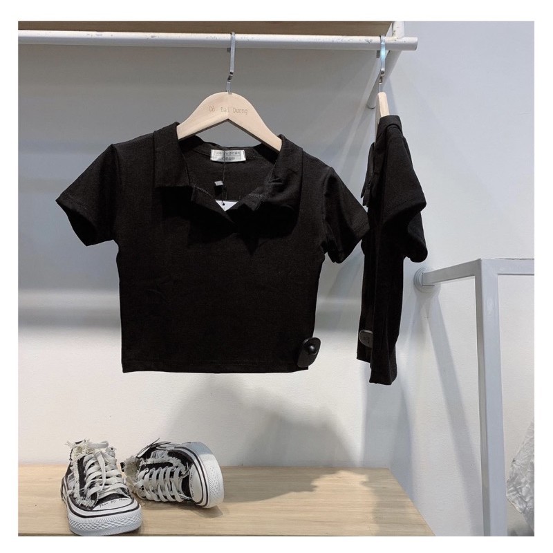 Áo polo croptop nữ tay ngắn form rộng  MADELA , Croptop nữ cổ bẻ ngắn tay form rộng- ACTN01 | BigBuy360 - bigbuy360.vn