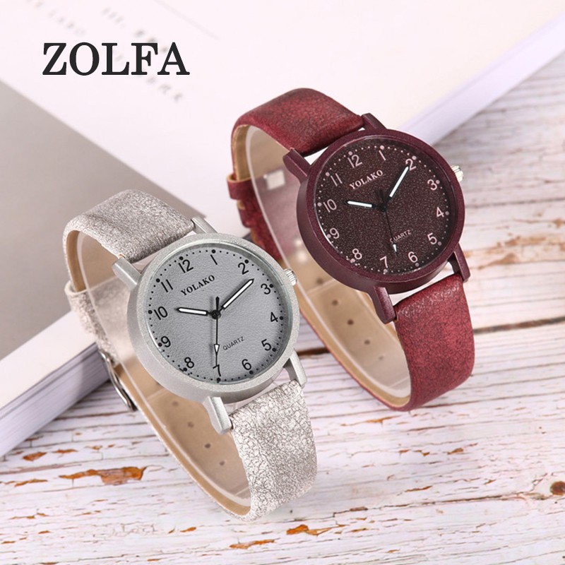 ZOLFA Elegant Pink Leather Ladies Watch Fashion Black Quartz Women Wrist Watches Dress Clocks Lady Analog Watch Đồng hồ nữ