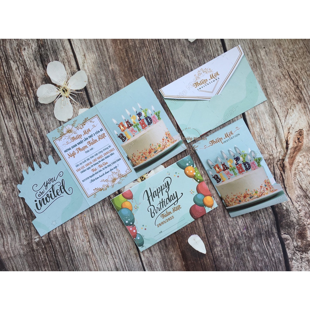 ♥️ Shop Uy Tín ♥️ Thiệp Sinh Nhật - Thôi Nôi - Đầy Tháng Dành Cho Bé 1801Z