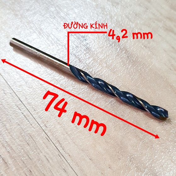 Bộ Gồm 4 Mũi Khoan Cỡ 4ly2, 5ly, 6ly, 8ly Đen Vàng Cực Phẩm Dùng Khoan Inox Chất Liệu Thép M2, HRC=68, Fr.135