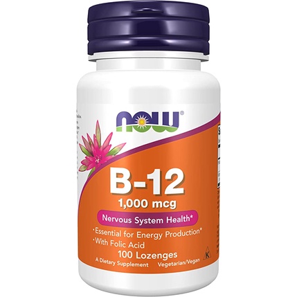 100% Thuân Chay – Bổ Sung Vitamin B12 1000mcg ,Folic Acid dạng viên ngậm hãng NOW