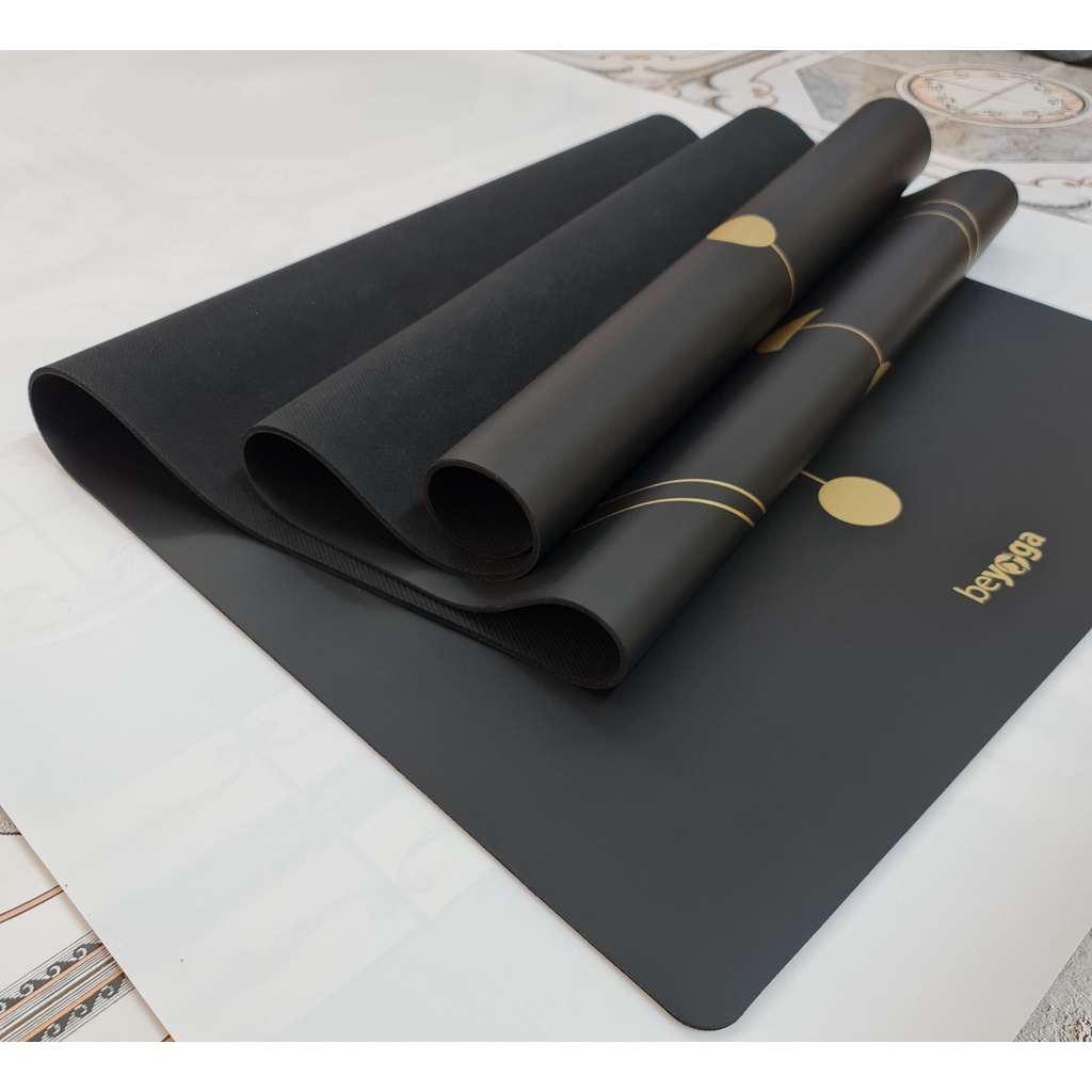Thảm Yoga Định Tuyến Vàng Kim, Cao Su Tự Nhiên Sinh Thái, Phủ PU Mới, Sang Trọng, Chống Trơn Trượt