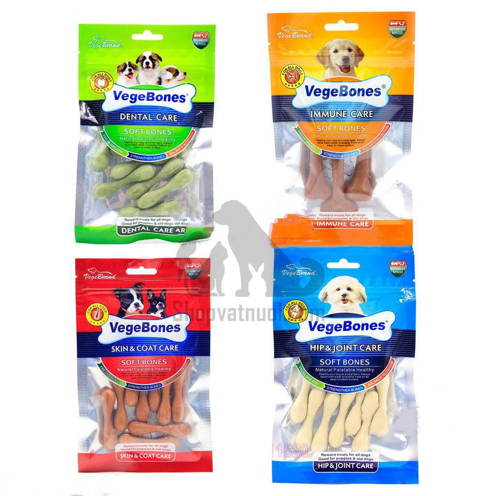 Đồ Ăn Vặt Xương Gặm Sạch Răng Mượt Lông Bổ Sung Canxi Hỗ Trợ Hệ Tiêu Hoá VegeBones 60g