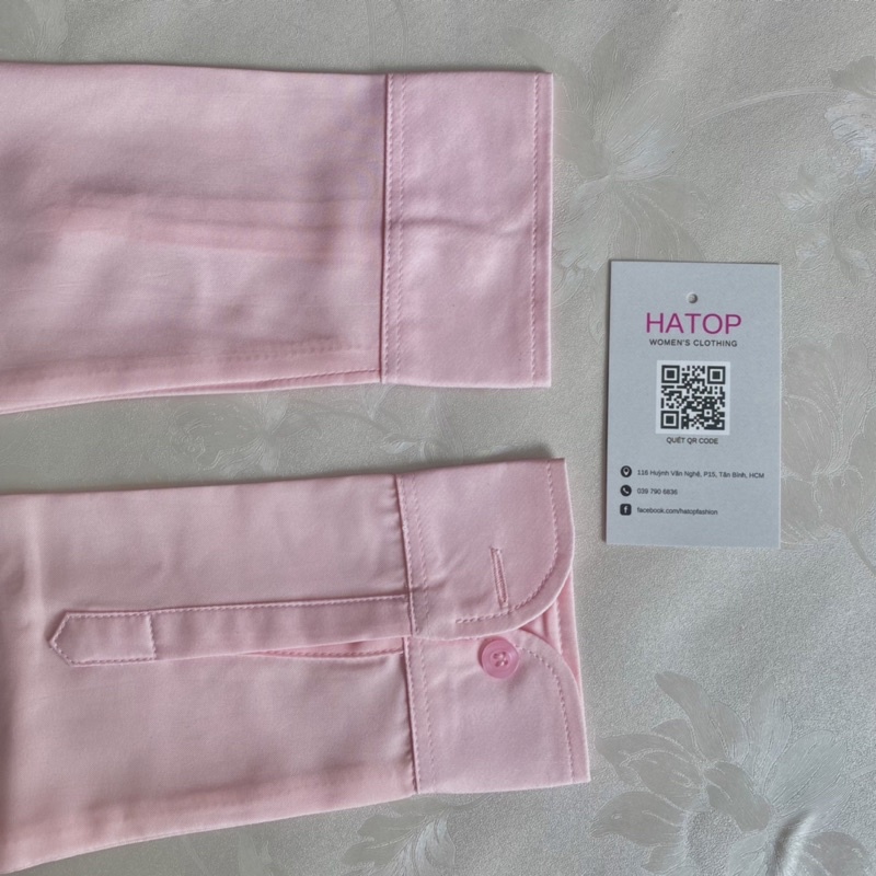 Áo sơ mi nữ tay dài HATOP cao cấp vải cotton loại 1 màu hồng phấn ASHD217