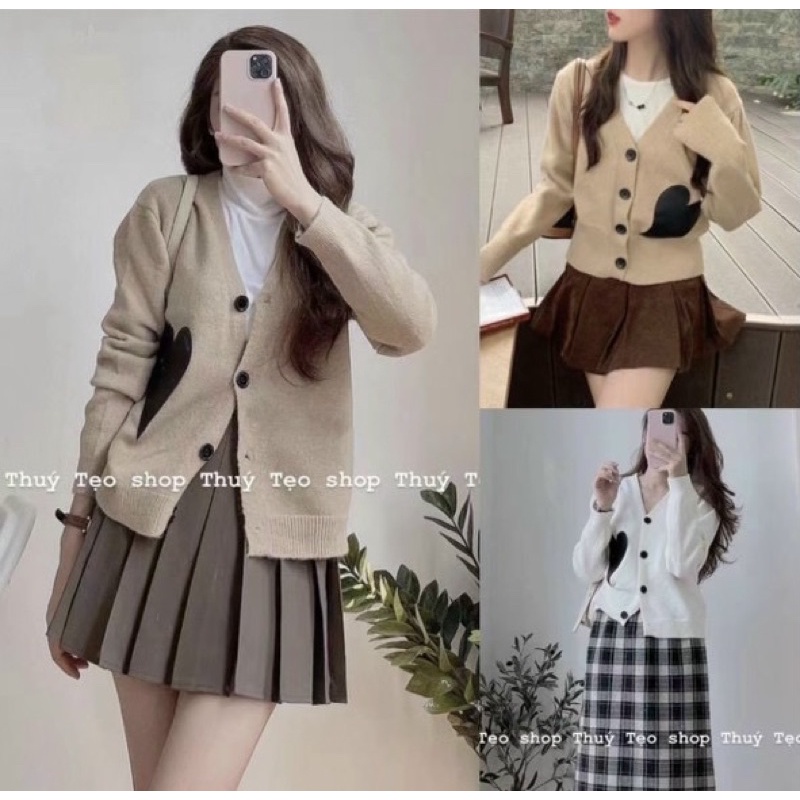 Áo Khoác Len Tim Tay Bồng Cực Xinh