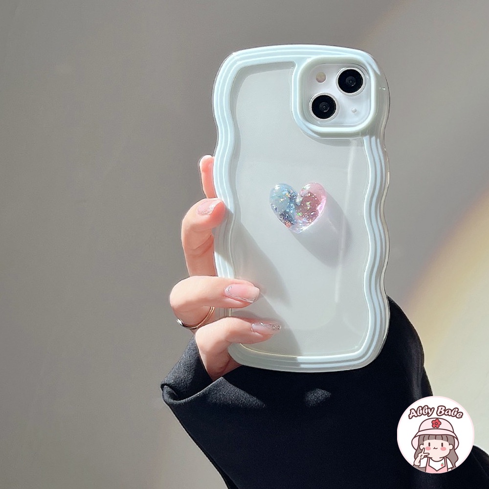 Ốp Điện Thoại TPU Mềm Chống Sốc Khung Gợn Sóng Hình Trái Tim Màu Gradient 3D Iphone 11 7Plus 13 12 11 Pro Max X XS 12 13 XR