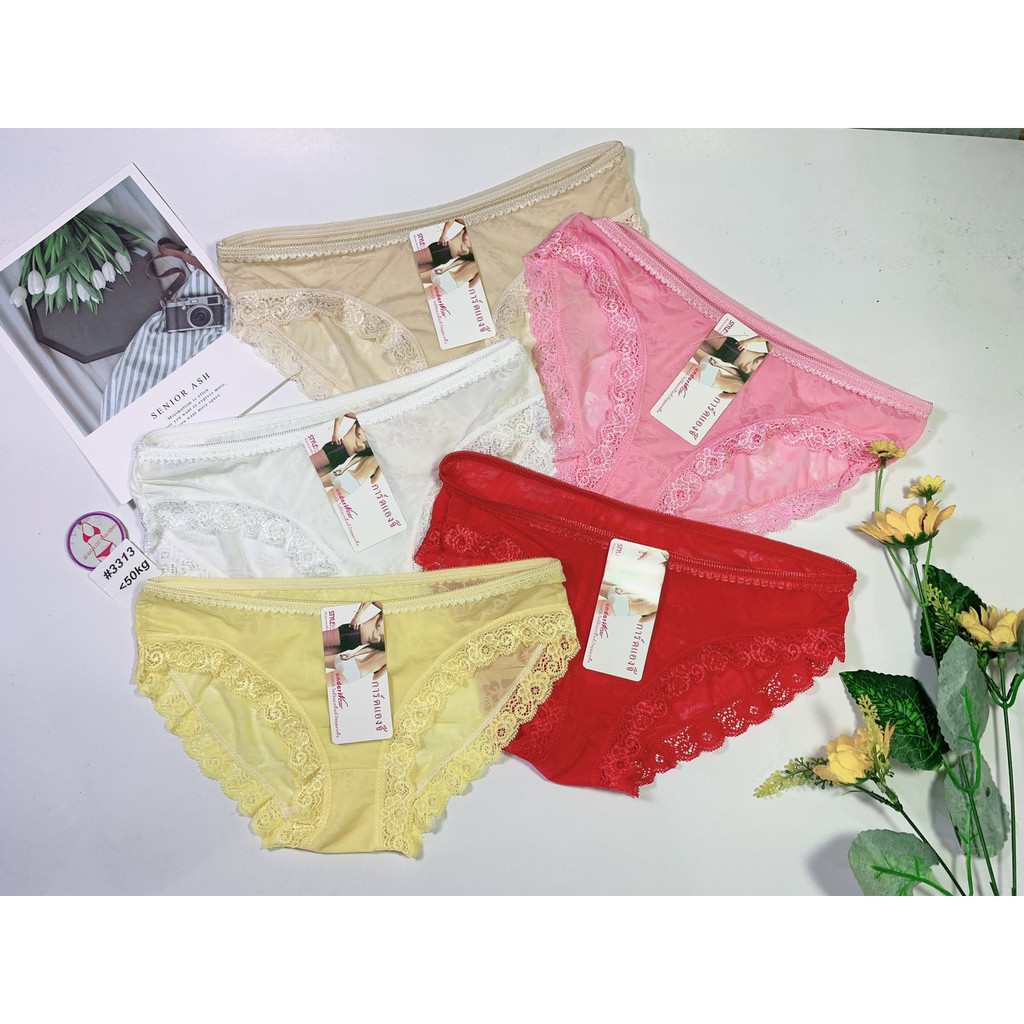 Quần lót thun lạnh 3313 phối ren chất mềm mại &lt;50kg